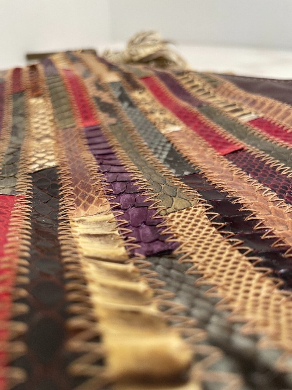 VINTAGE Bassous Bags by Jane Snakeskin Leather Striped Clutch Circa 1970's - Picture 11 of 12